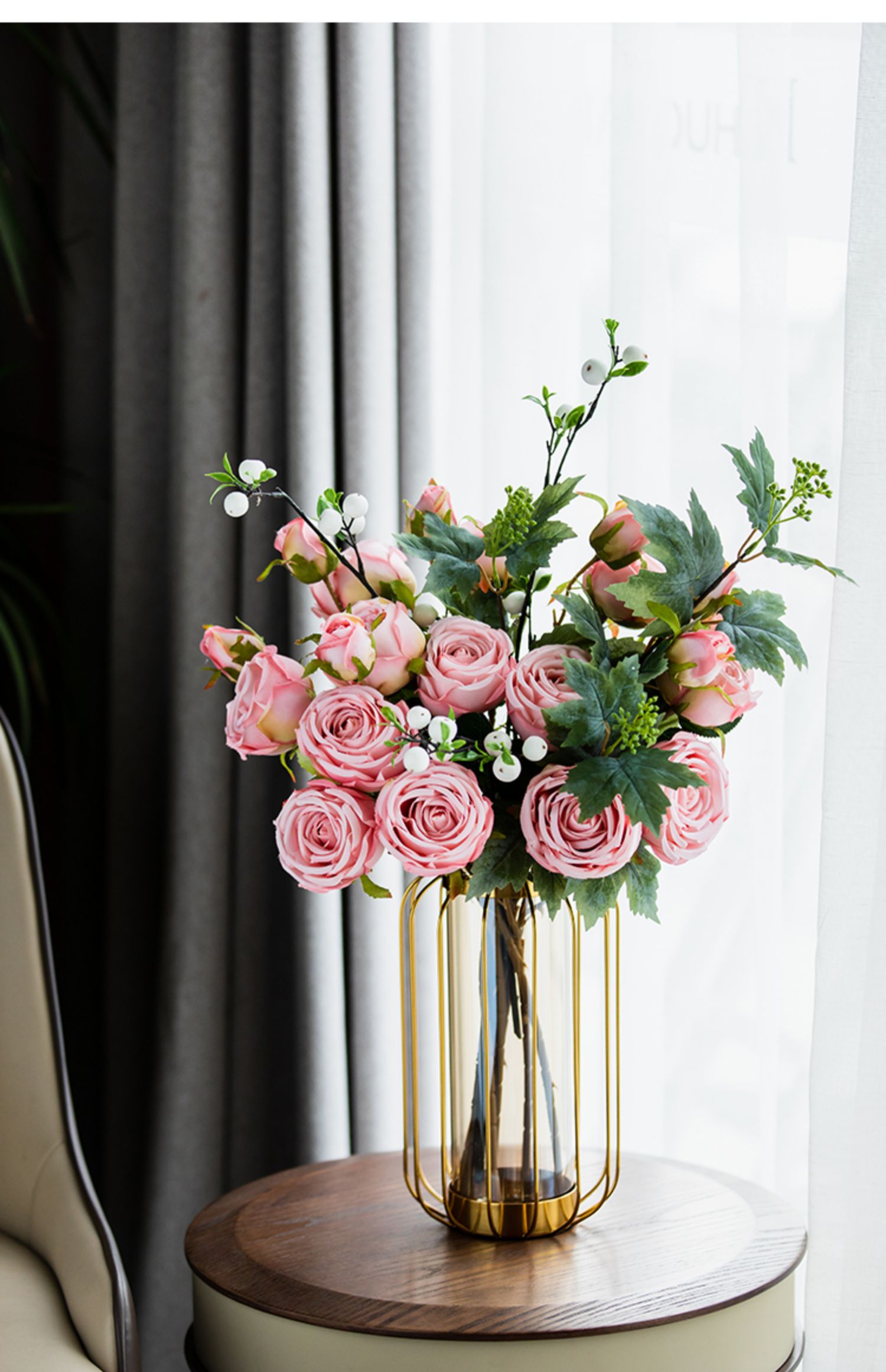 轻奢高档仿真花束客厅假花干花摆设餐桌绢花艺小苹果花园春整体花艺7