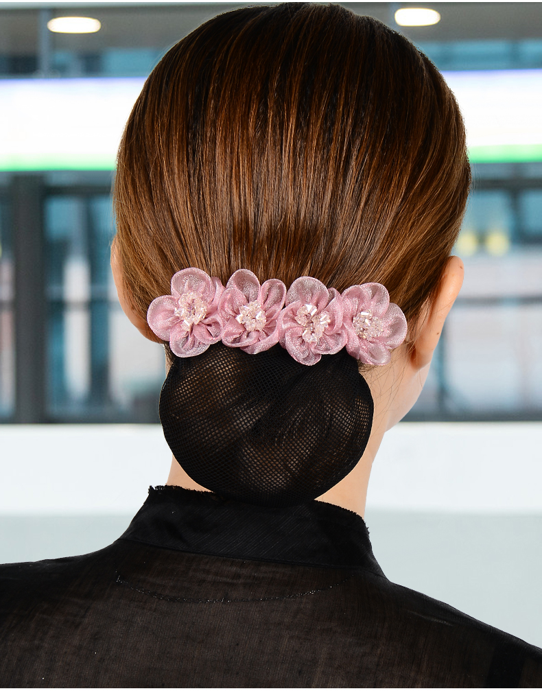 高端品质女士头花盘发工作上班韩版夹子发网银行空姐盘头护士职业细