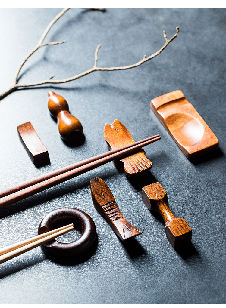 日式木质筷子架勺子托架创意简约款木制筷托筷枕桌面摆台碗筷托圆圈筷