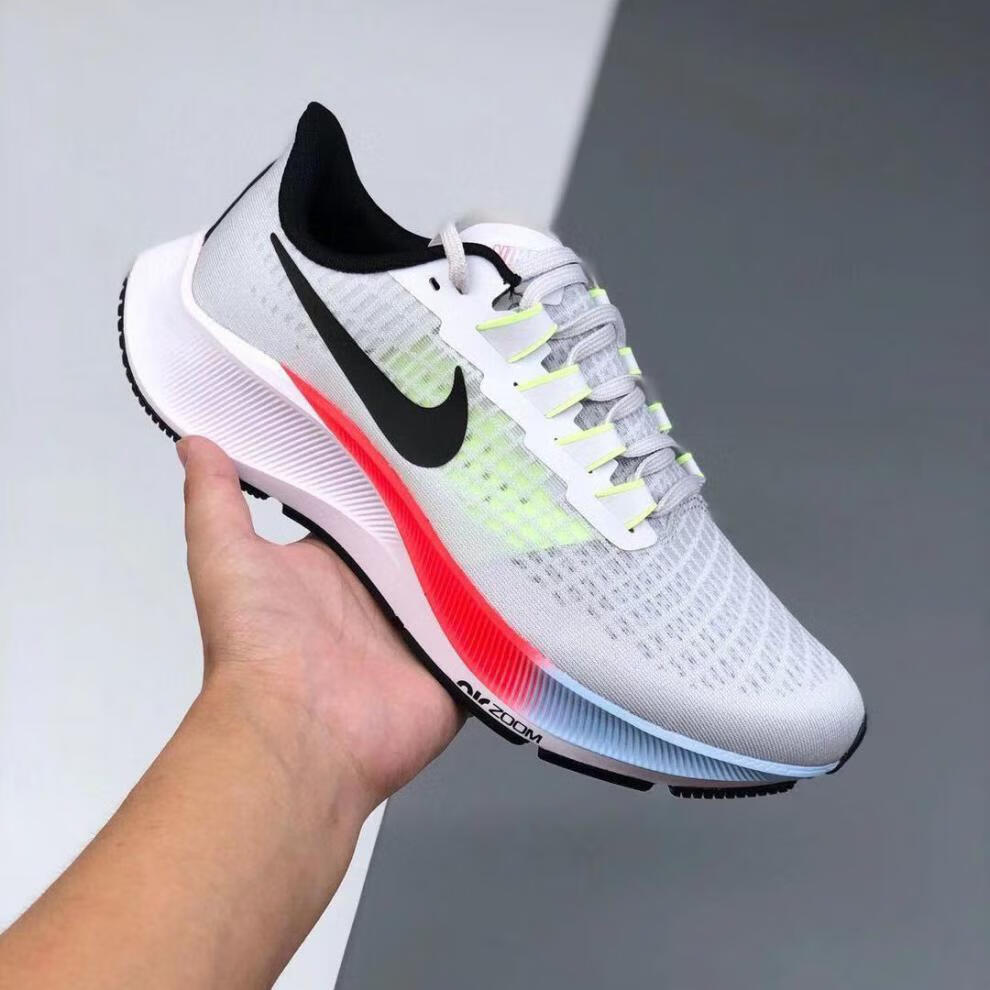 登月飞马zoom37代真气垫网面彩虹白蓝运动跑步鞋 米黄 36【图片 价格