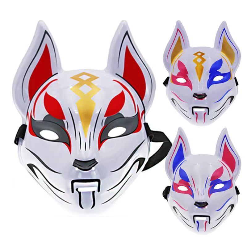 动漫鬼灭之刃灶门炭治郎同款面具万圣节手绘全脸狐狸面具cos表 白色猫