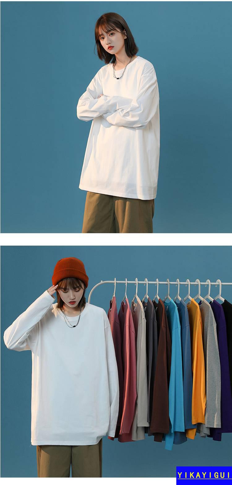 白色内搭打底衫女春秋薄款纯棉长袖上衣韩版宽松t恤2021新款卫衣白色s