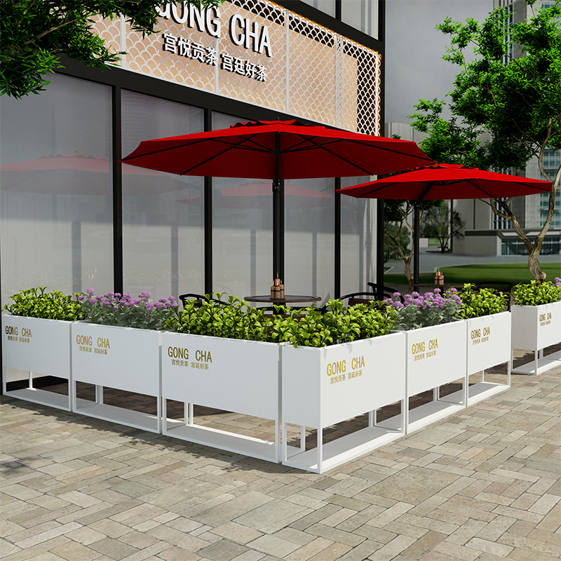 可定做 户外铁艺花箱咖啡厅餐厅饮料店外摆隔断围栏花架商业场所创意