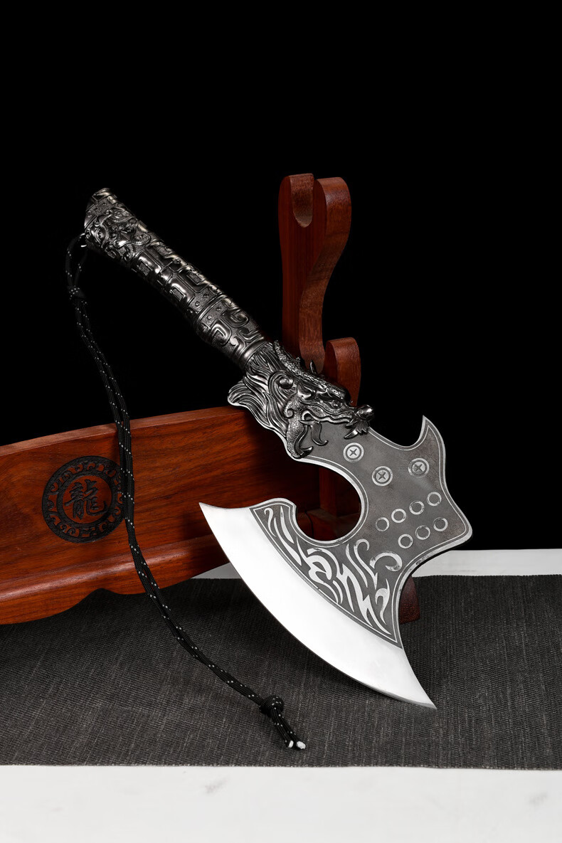 龙泉手工锻打骨斧厨房商用斩骨斧肉联厂屠夫肉摊专用剁大骨刀带皮套