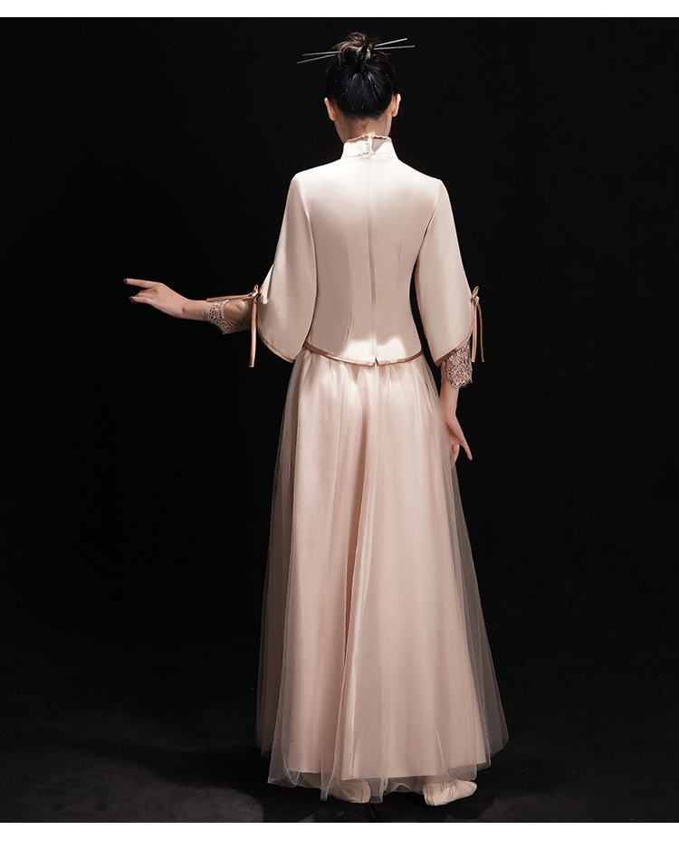 古筝演出服装成人女古典舞琵琶演奏服中国风礼服裙朗诵民国风少舞蹈