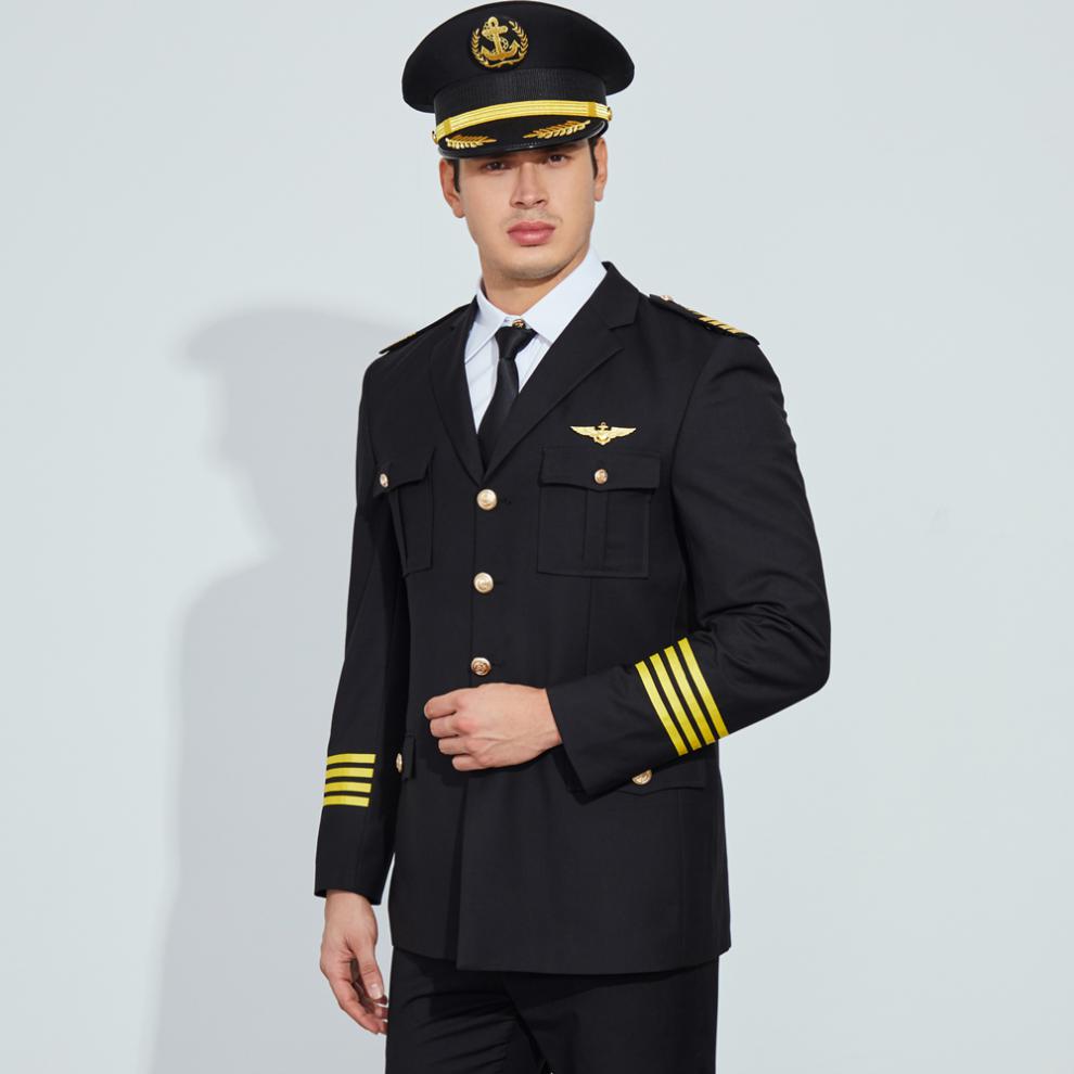 售楼处形象岗服装船长海员海军制服航运游艇水手轮机长男黑色职业演出