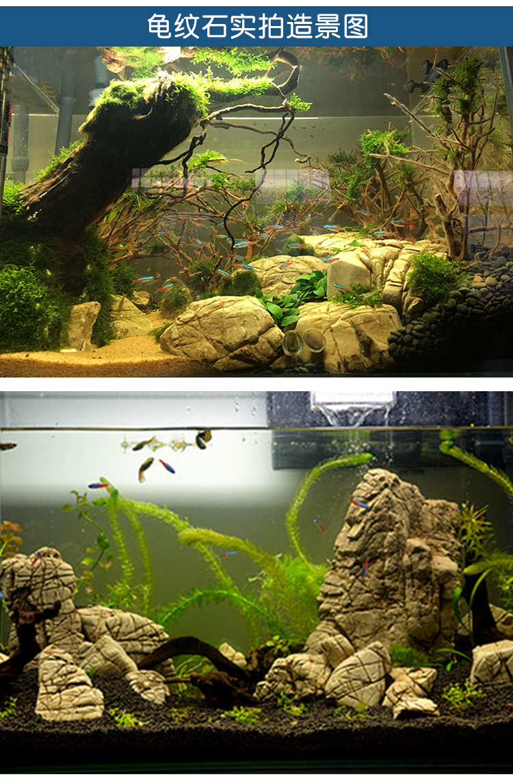 搭啵兔 鱼缸造景石酸洗青龙石假山水草缸装饰石头松皮石天然原石大块