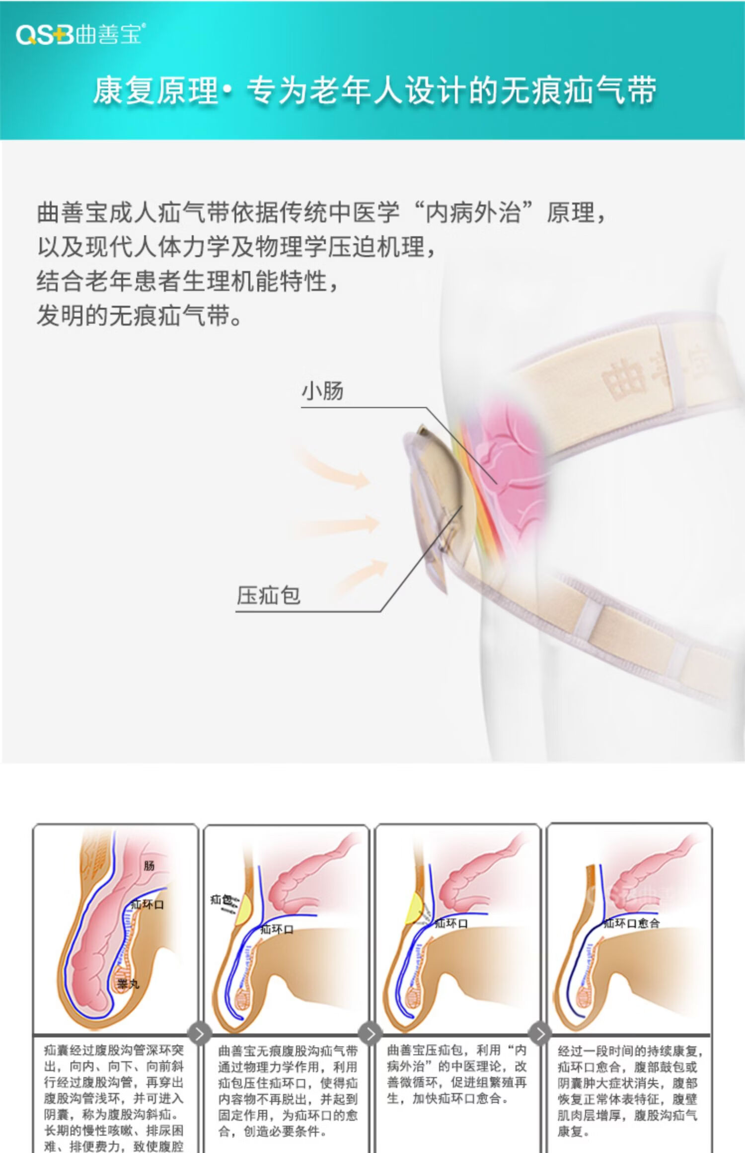 曲善宝老人疝气带型腹股沟疝气带辅助治疗中老年人小肠气 成人腹股沟