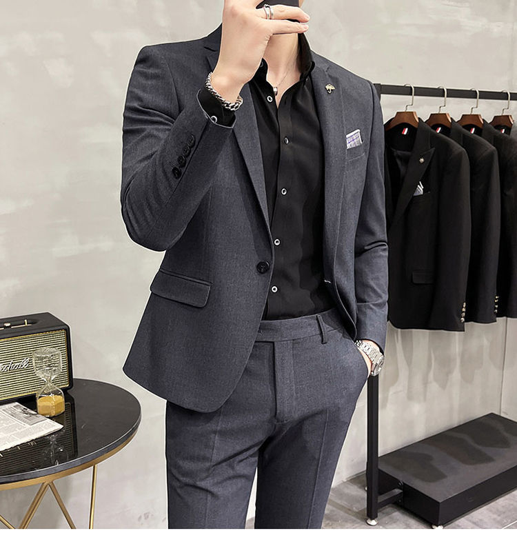 正装帅西装外套潮修身新郎结婚西服套装单件男士显瘦舒适百搭男式衣服