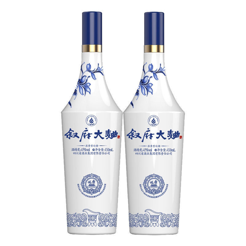 叙府青花叙府大曲青花瓷45度52度纯粮浓香白酒450ml6瓶箱45度2瓶