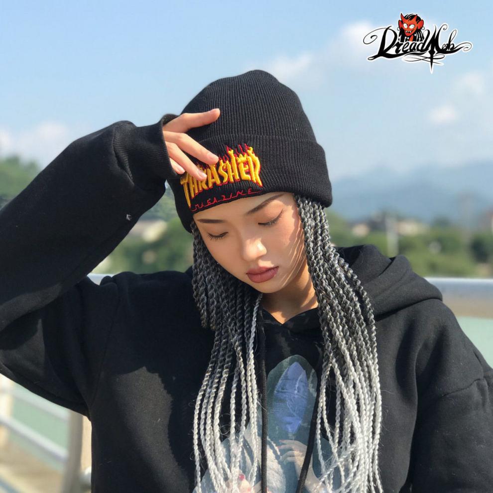 新品脏辫帽脏辫帽子假发头套发绳女秋冬百搭发套直接戴冷帽雅痞毛线帽