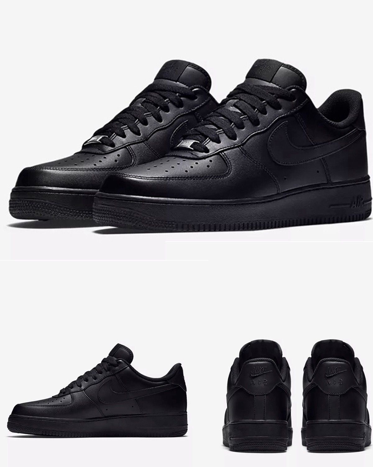 forrce1空军一号纯黑全黑男鞋低帮鞋经典板鞋高帮女鞋af1休闲板鞋