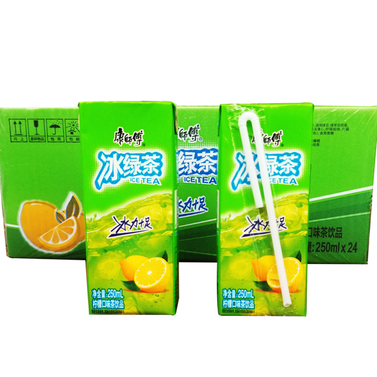 康师傅冰绿茶纸盒250ml*24盒水蜜桃鲜果橙冰糖雪梨冰红茶饮料 纸盒冰