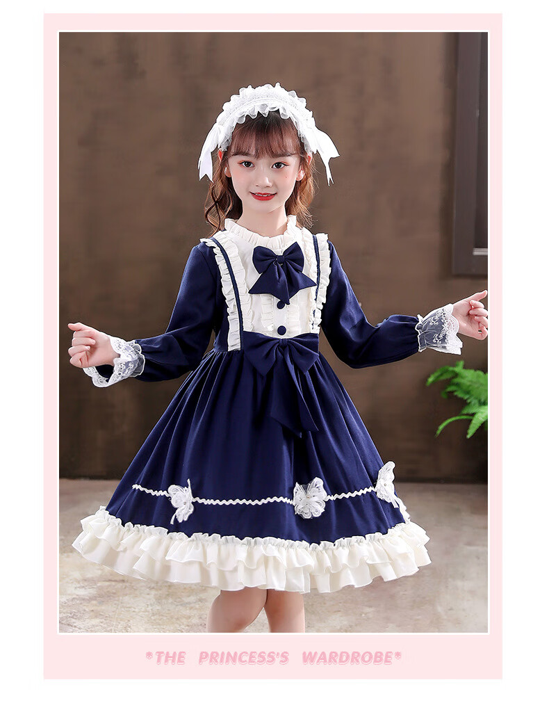 洛丽塔可爱女童公主裙秋季儿童裙子舒适洋气lolita连衣裙萝莉塔 红色 