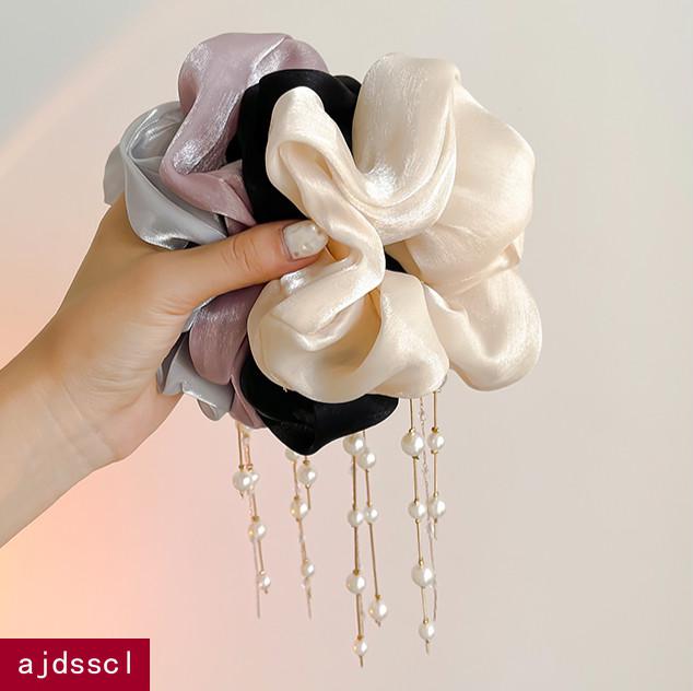 ajdsscl珍珠流苏头绳女夏季马尾扎头发皮筋2020气质简约发绳大肠发圈