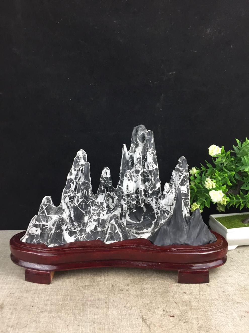 石头摆件贵州青灵璧石云雾石靠山风水奇石观赏石笔架景观盆景石 欧凯