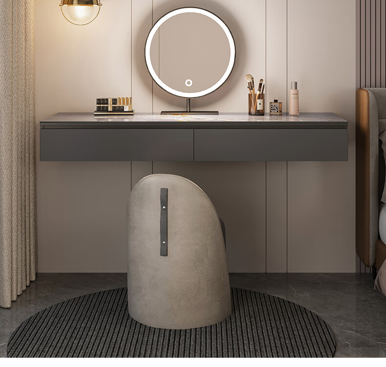 轻奢悬空岩板梳妆台书桌一体现代简约小户型床边悬浮式壁挂化妆桌 1