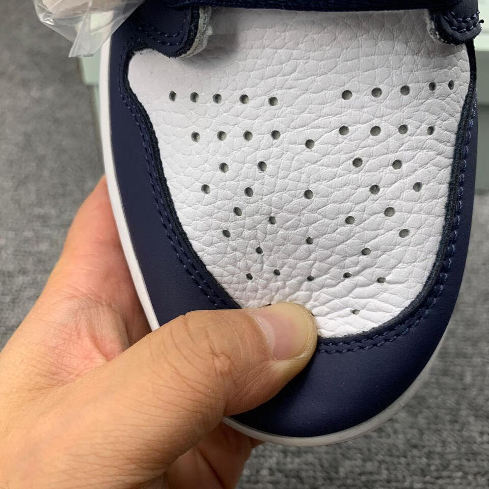 【质量高】午夜蓝高帮全头层橡胶大底珍气垫男女休闲鞋板鞋 aj1午夜蓝