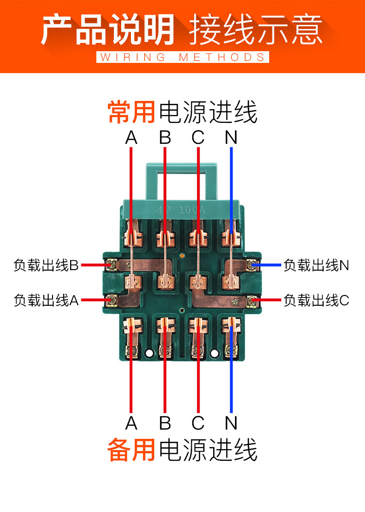 双投倒顺闸刀王开关4p100a三相四线双电源切换双向转换刀闸380v