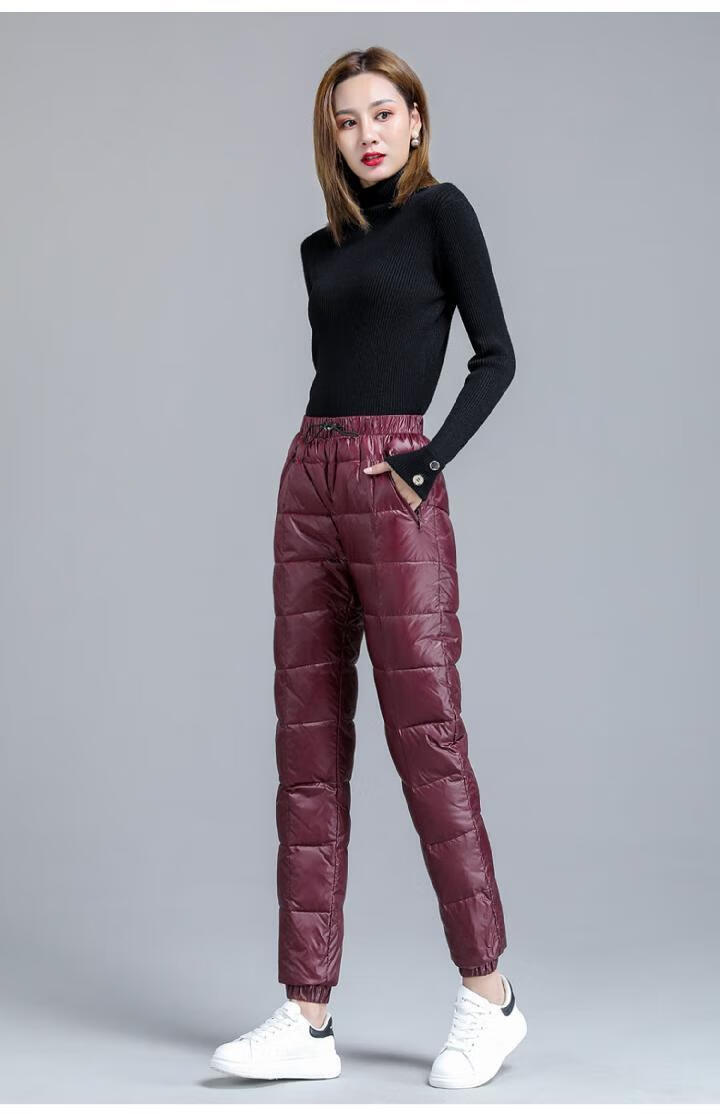 高品质羽绒裤裤女外穿时尚休闲加厚高腰显瘦冬冬季新款女士保暖棉裤酒