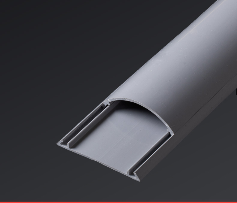 pvc7号灰色弧形明装线槽防踩地线槽加厚耐踩地板墙面走线槽自带贴胶1