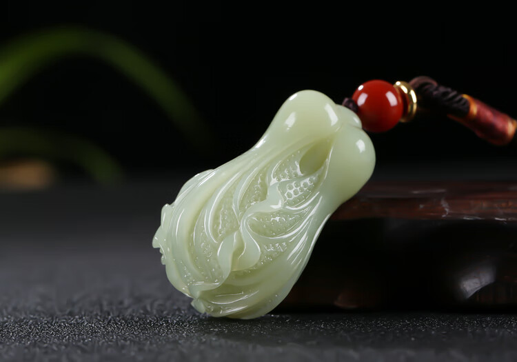 臻藏家百财聚来新疆和田玉手把件青白玉白菜男士把玩件文玩天然玉石