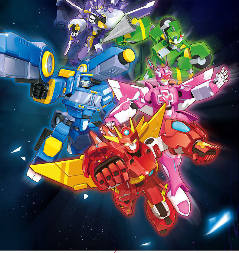 开心超人联盟机车侠变形机器人五合体机甲套装甜心玩具男女孩豪华版