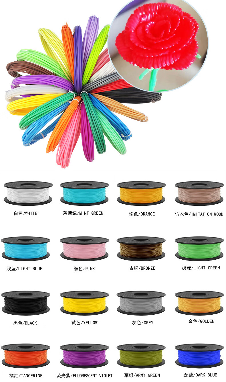 三地打印笔配件3d打印耗材材料低温pcl线材3d打印笔耗材1.
