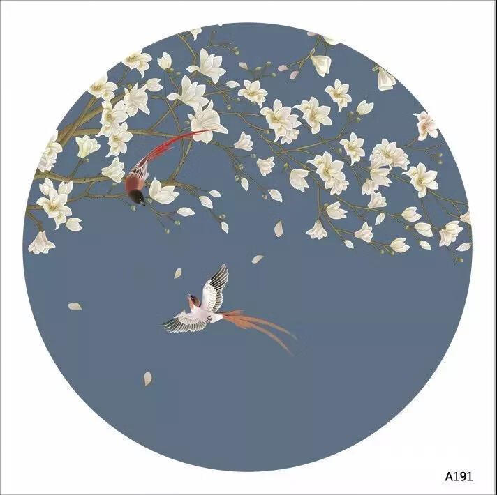 可定制双面半透明丝绢丝绸纱布画喷绘屏风隔断新中式乔其纱画 直径100