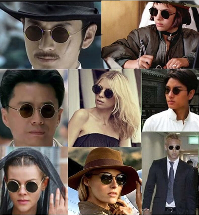 阖萱盲人眼镜开车专用眼镜复古圆框太阳镜男搞怪墨镜圆形潮生日太子镜