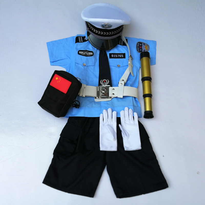 儿童警察的套装男童夏季秋季儿童警察服套装男童夏季小交警长衣服女孩