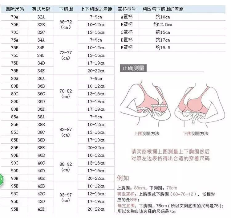 女性罩杯 胸围图片