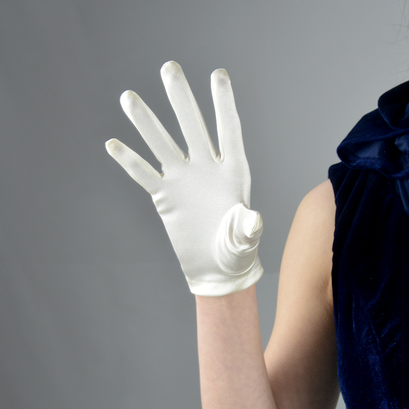 陈宣善丝绸手套珠宝白手套丝绸缎面长防晒拍照弹力礼仪首饰黑色礼服