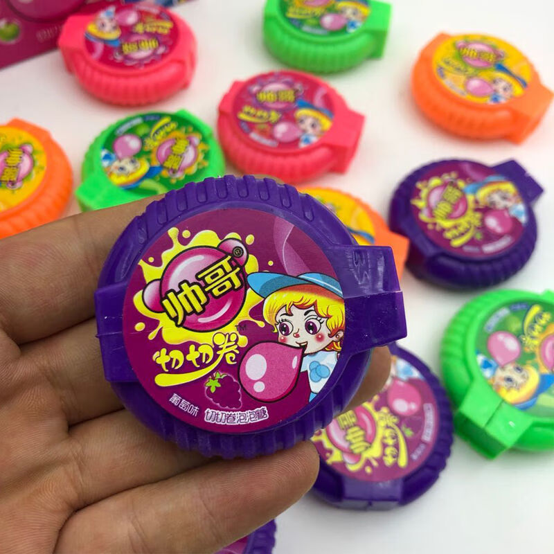 儿时经典80后怀旧一卷的泡泡糖卷盒子泡泡糖小孩趣味糖果零食 30个整