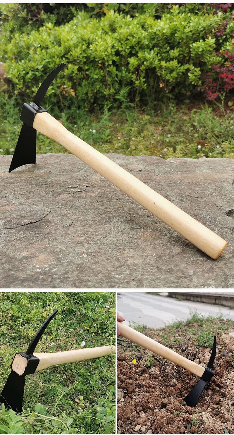 小锄头带把农用园林园艺工具钓鱼除草锄草种菜短木柄农具小锄头- 木柄