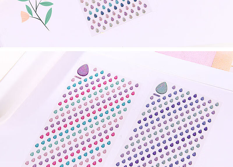 儿童水晶立体滴胶贴纸心形五角星指甲贴耳贴炫彩闪亮手账贴纸画dj09