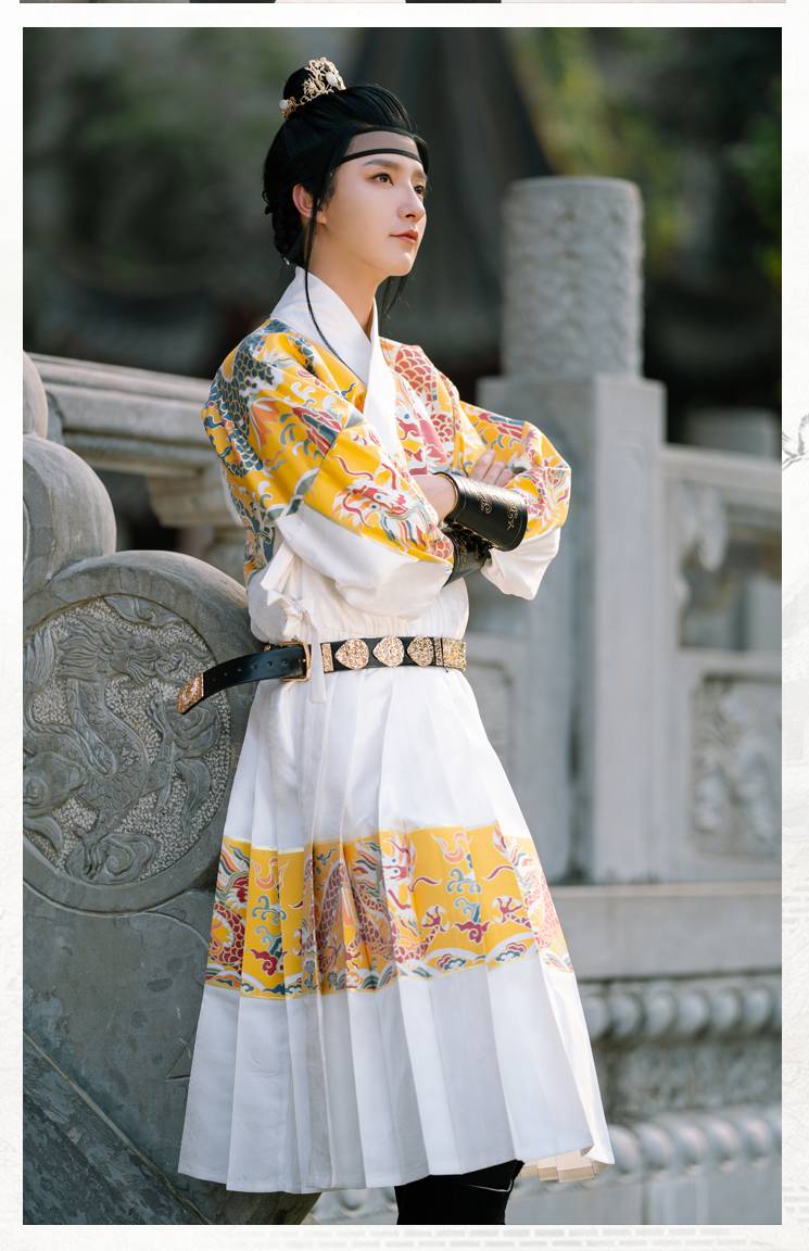 霄汉七巧坊明制汉服男女款仿妆花织金贴里飞鱼服fei古装 蓝色(仅飞鱼