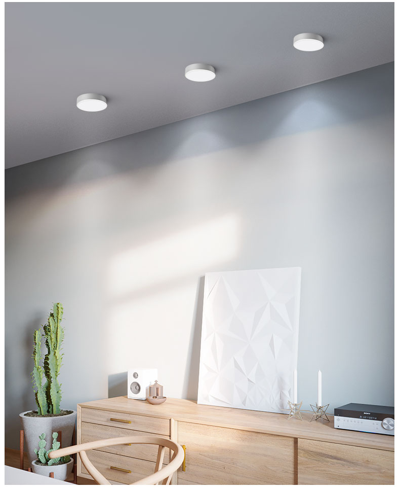 索亚达筒灯明装led薄免开孔家用客厅走廊防眩外置过道吸顶北欧小射灯