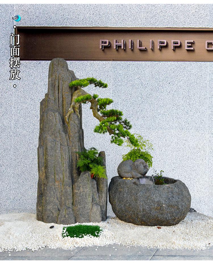 轻奢高端假山石摆件造景仿真植物枯山水盆景庭院阳台花园别墅办公室