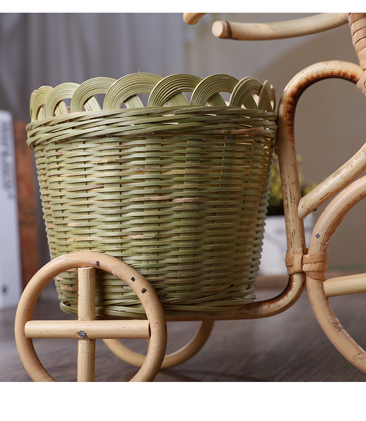 祖界家居三轮小竹篮手工藤制品桌面摆件收纳篮笔筒竹编制品创意工艺品