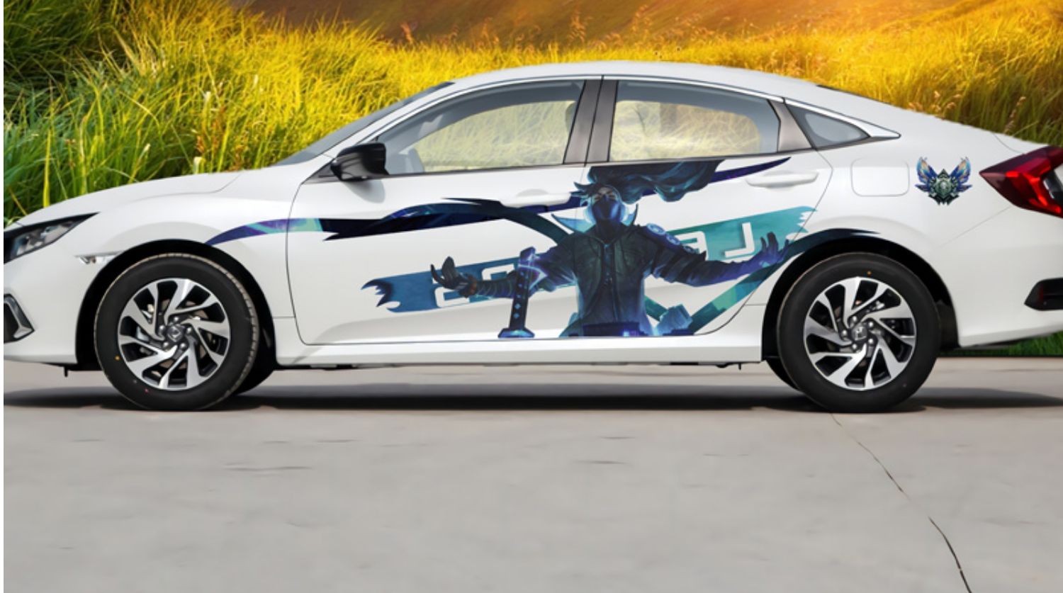 车贴亚索诺手提莫貂蝉王者荣耀汽车贴纸李白寒冰射手拉花 牛仔-亚索