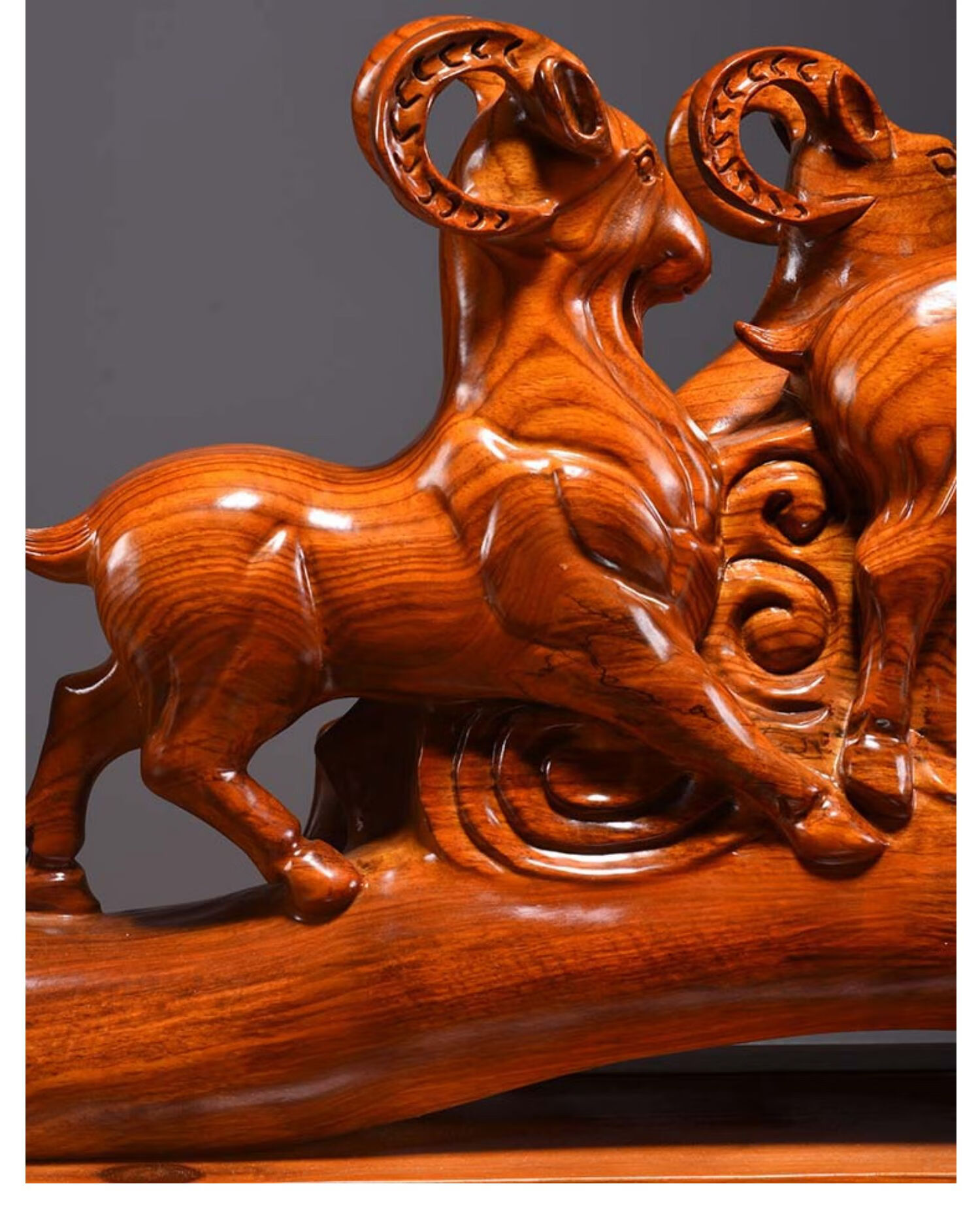 圣梵序花梨木雕三羊开泰摆件红木雕刻如意羊中式工艺品家居客厅装饰