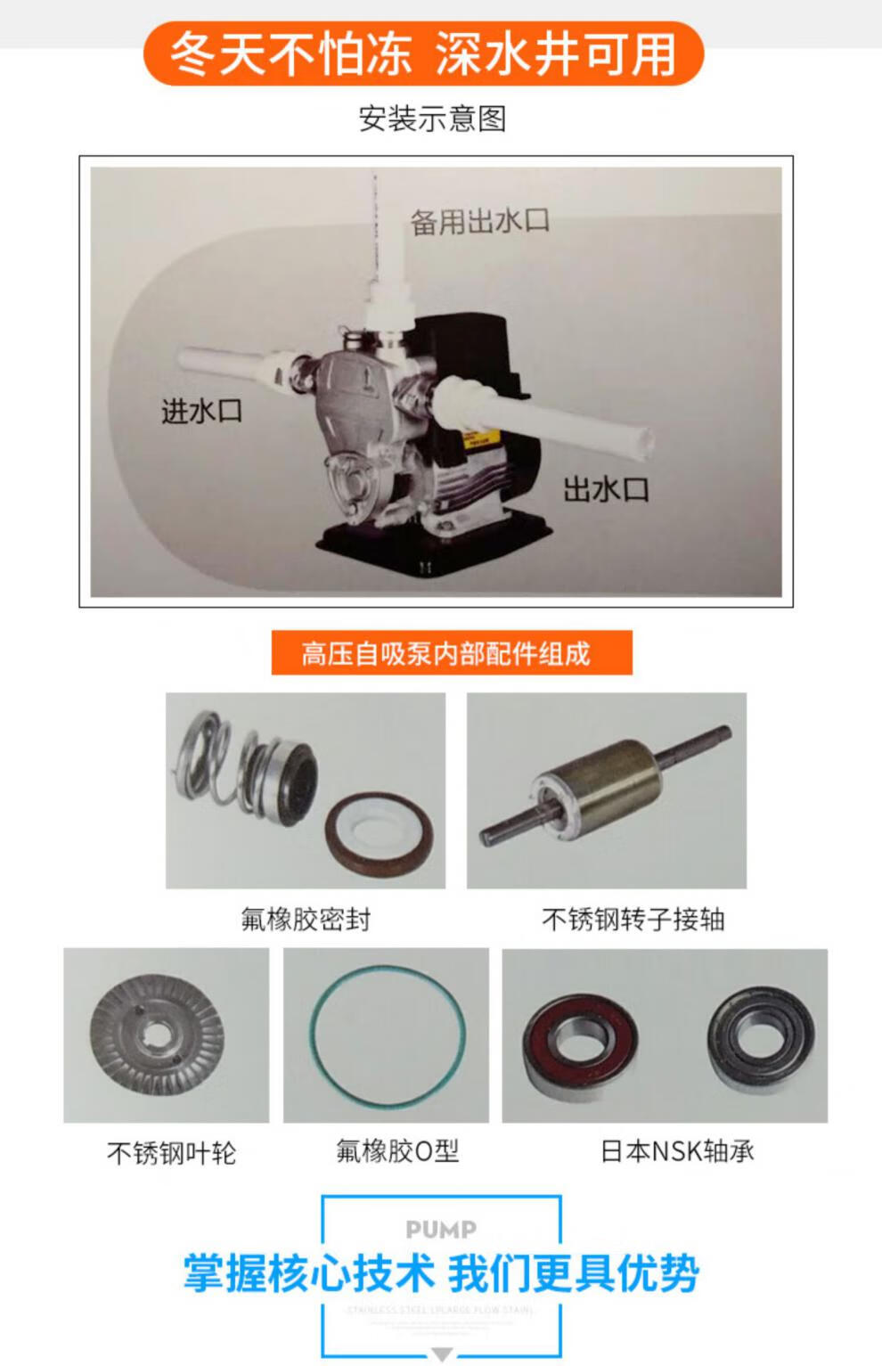全自动单相高压自吸泵220v家用小型洗澡太阳能热水器大功率增压泵 sw