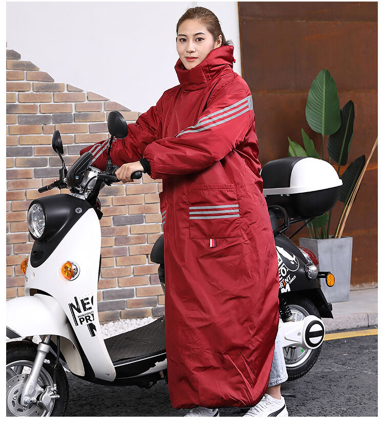电瓶车挡风衣电动车挡风被冬季加绒加厚防水防雨防寒服防风衣黑色160