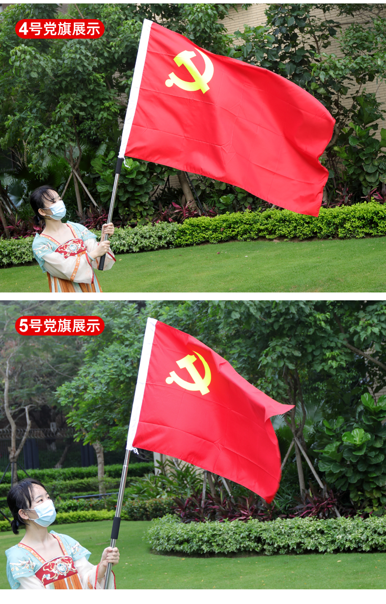 尼基科党旗手持中国党旗1号2号3号4号5号党旗定制会议室大号旗帜室内