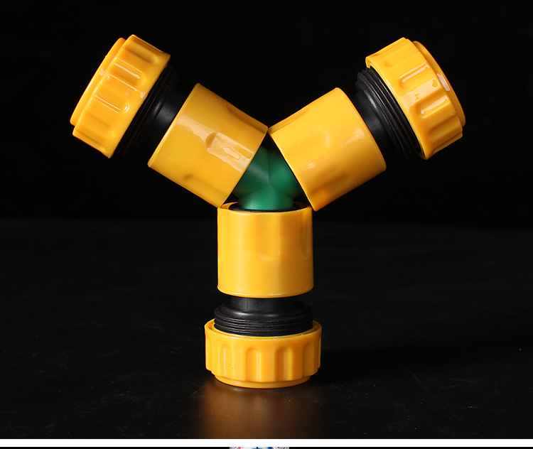 三向三通带阀快速接头4分6分塑料奶嘴水管软管分流接配件转接头 开关