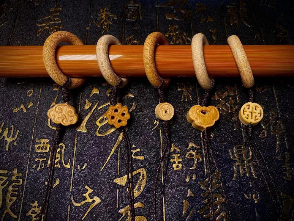 精抛实心竹竹环配饰红皮老料高密度跑环竹圈指环实心玉竹竹环配件 竹