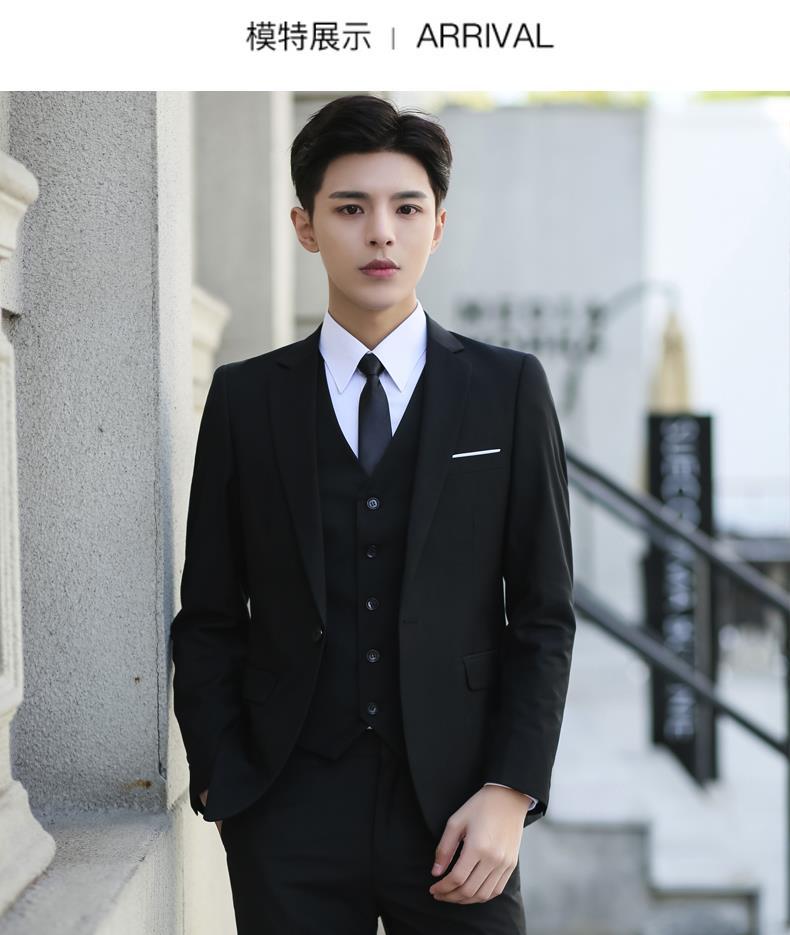 高品质伴郎西服套装男三件套新郎结婚职业正装外套修身休闲兄弟小西装