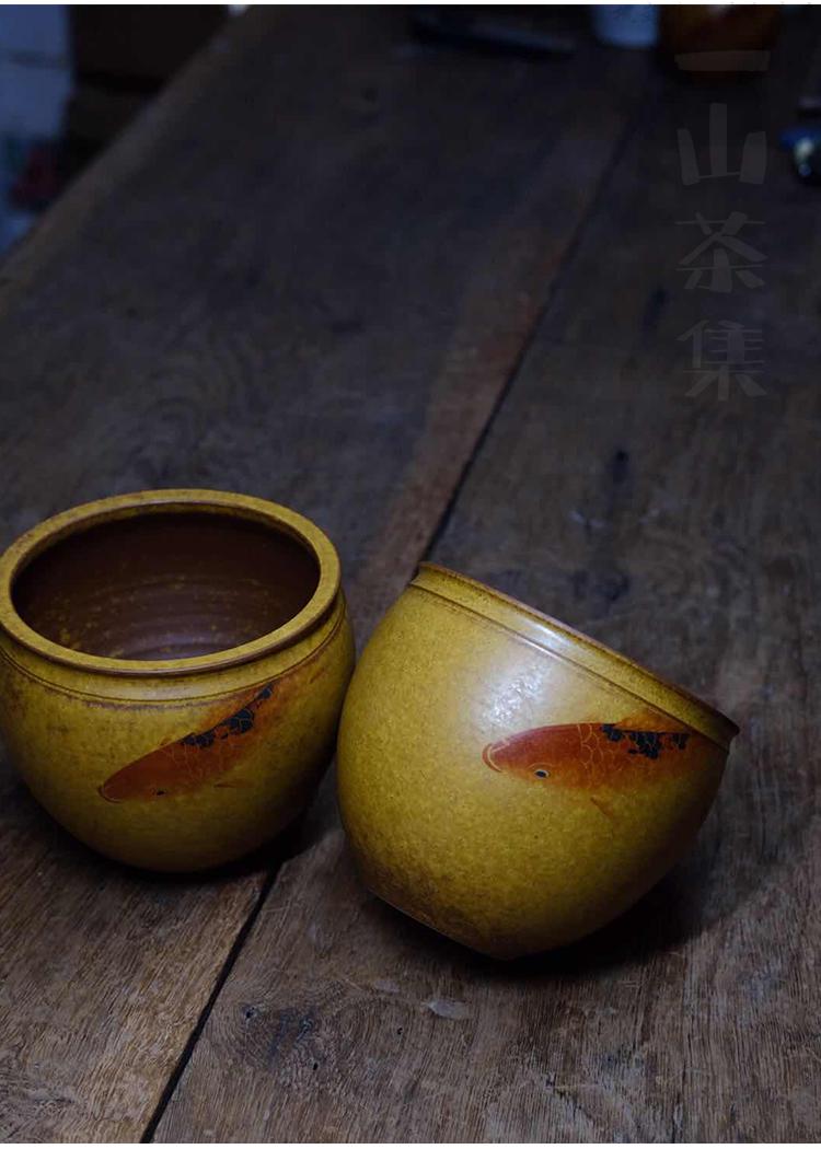 装茶杯的容器茶盂洗茶器日式禅意复古水盂纯手工彩绘茶洗茶渣斗功夫