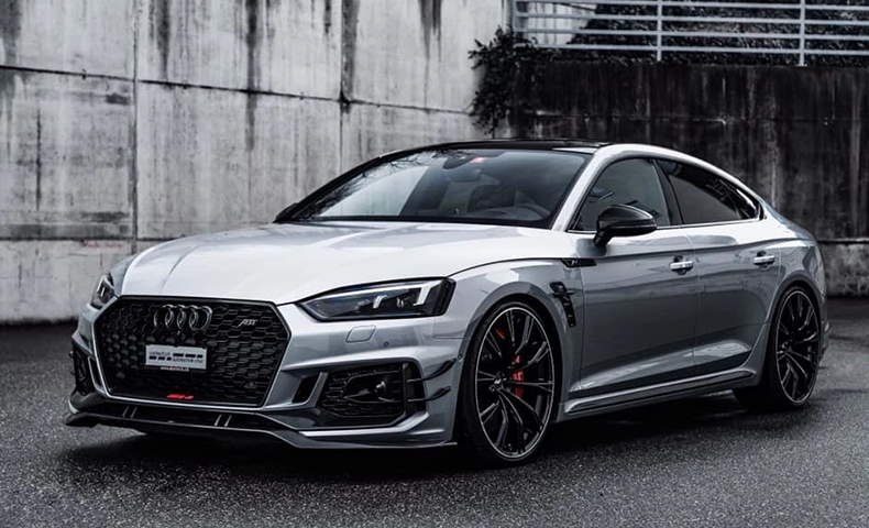 适用1719款奥迪a5s5改装rs5大包围前后杠中网前后唇排气黑武士套件rs5